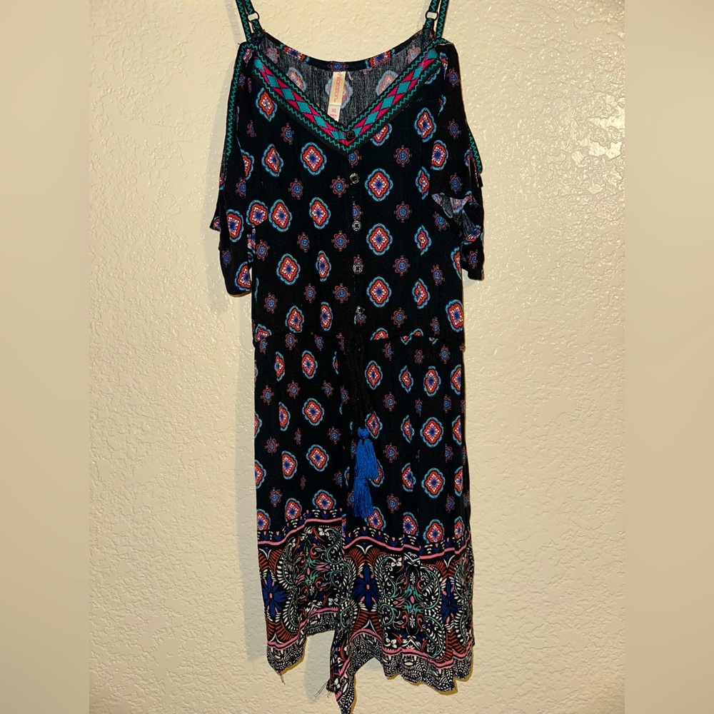 Bohemian Black and Blue Patterned Romper